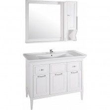Комплект мебели для ванной ASB-Woodline Гранда 105 Белый с патиной Серебро