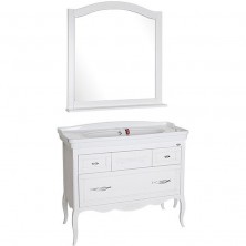 Комплект мебели для ванной ASB-Woodline Модерн 105 Белый с патиной Серебро