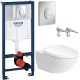 Комплект унитаза Duravit Architec 45720900A1 с инсталляцией Grohe Rapid SL 38721001 с сиденьем Микролифт и клавишей смыва Хром