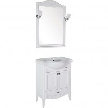 Комплект мебели для ванной ASB-Woodline Салерно 65 Белый с патиной Серебро