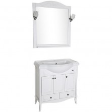Комплект мебели для ванной ASB-Woodline Салерно 80 Белый с патиной Серебро