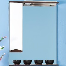 Зеркало со шкафом Бриклаер Токио 80 L 4627125411595 с подсветкой Венге Белый глянец