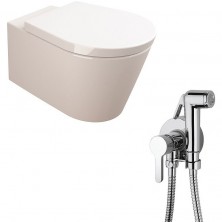 Комплект унитаза с гигиеническим душем Sanitana Glam N111661aosta подвесной с сиденьм Микролифт