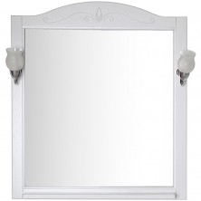 Зеркало ASB-Woodline Салерно 80 9691 со светильниками Белое с патиной Серебро