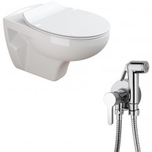 Комплект унитаза с гигиеническим душем Sanitana Munique N555661aosta подвесной с сиденьм Микролифт