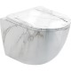 Унитаз CeramaLux 2213-K подвесной Белый мрамор с сиденьем Микролифт