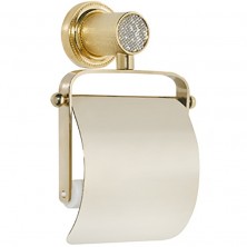 Держатель туалетной бумаги Boheme Royal Cristal 10921-G-B с крышкой Золото